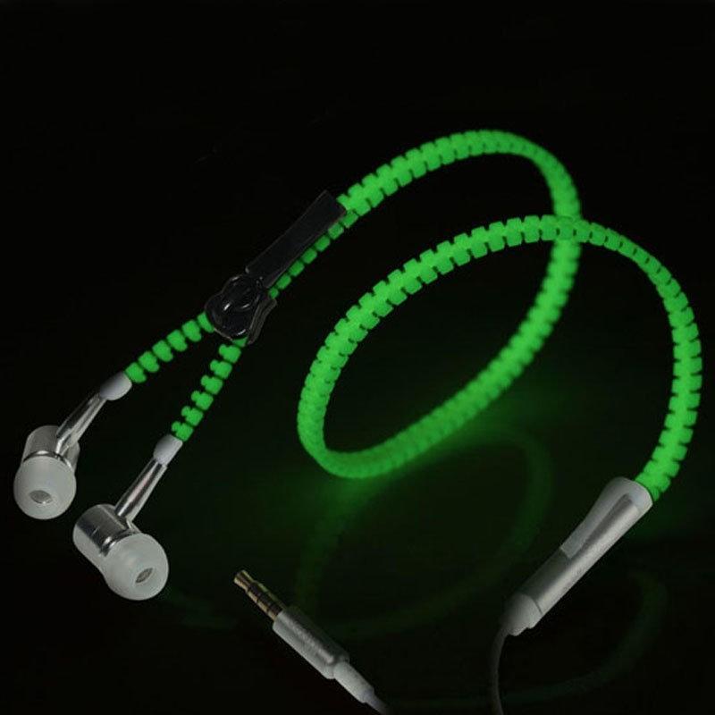 In-Ear Glow In The Dark Zipper Earphone