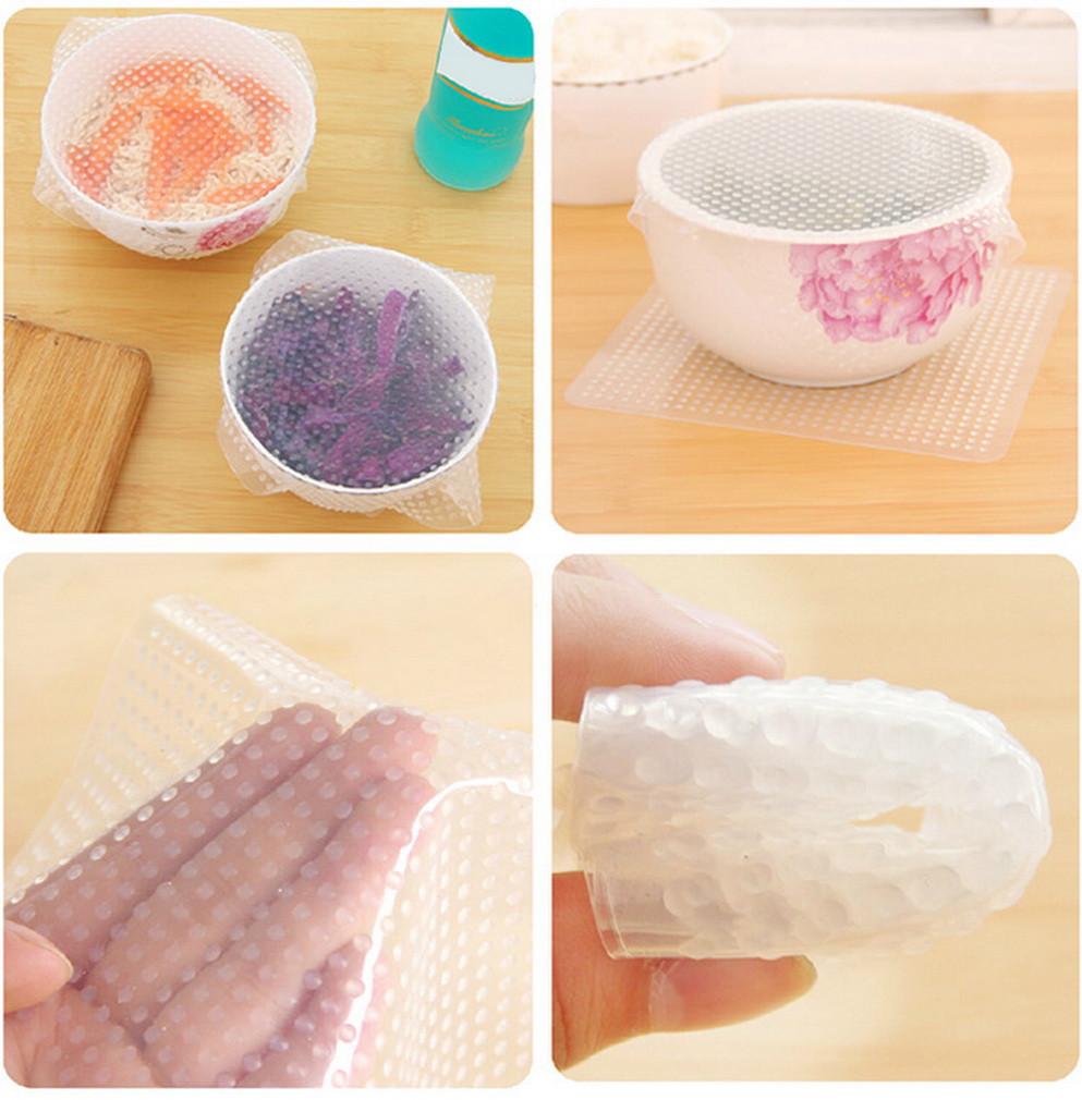 4pcs Magic silicone reusable food wrap