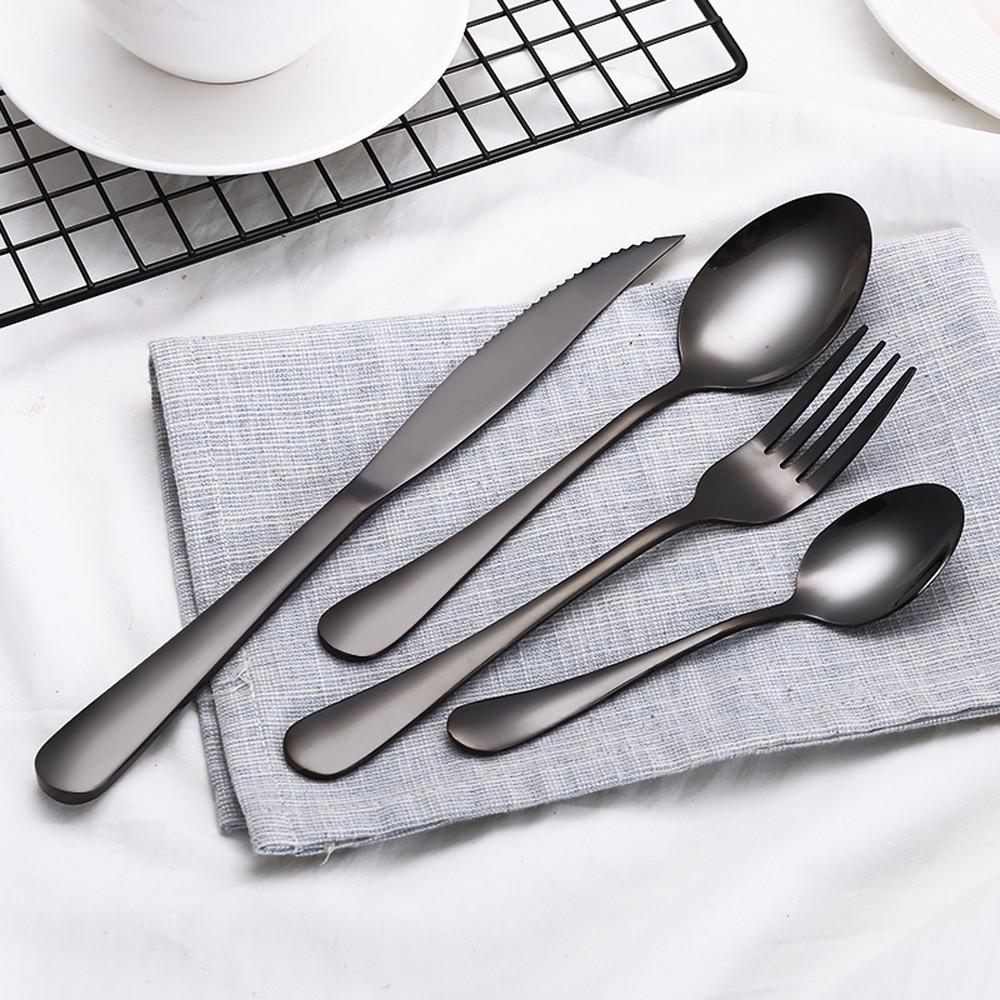4PCS black metal Flatware Cutlery